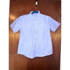 Old Navy Boys Chambray Button-Down Shirt Size L (10-12) 100% Cotton Short Sleeve